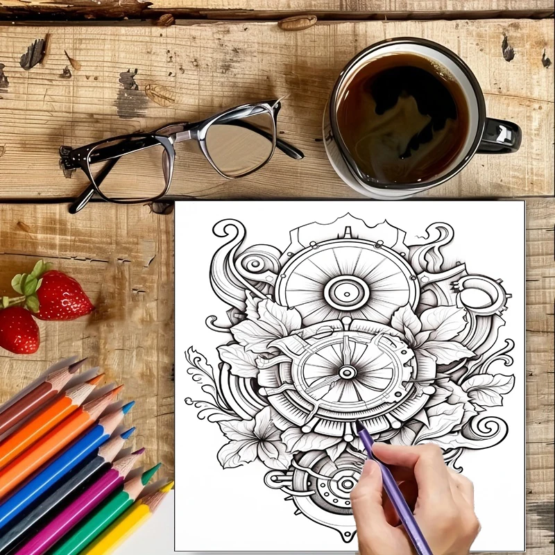 Coloring Book Steampunk Flower - Adult Coloring Book Stress Relief recension och pris