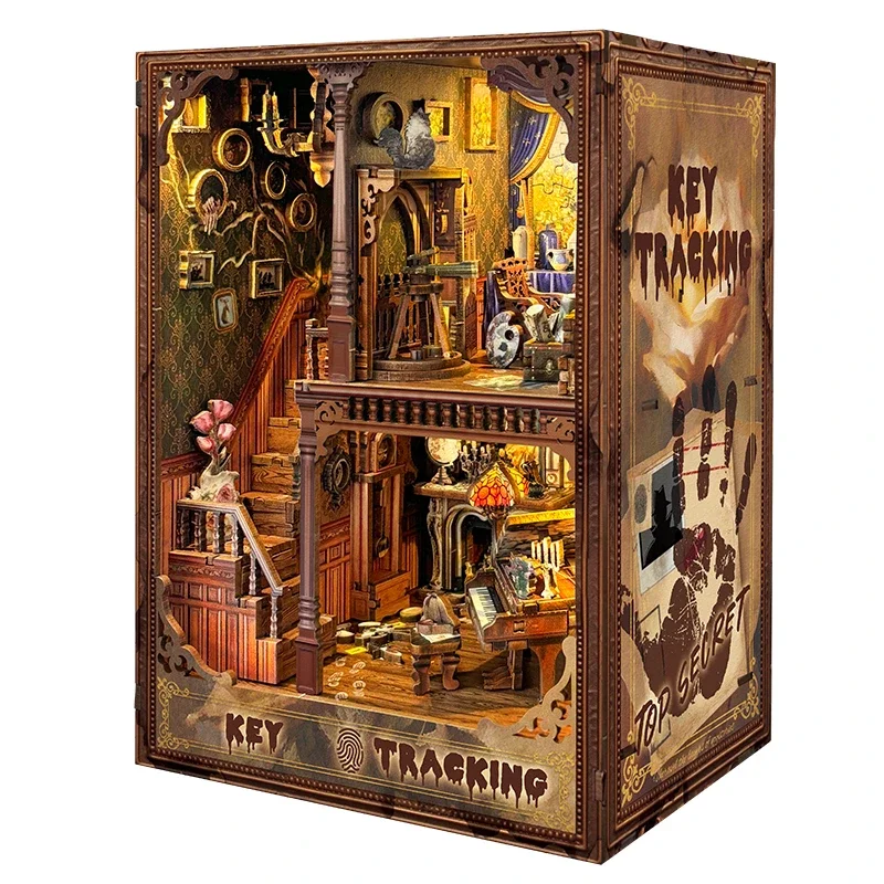 Miniature Bookshelf Key Tracki - Diy Wooden Book Nook Kit Shelf Insert recension och pris